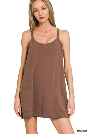 Cami Mini Dress with Built-in Romper Liner BROWN a915323f4f494e769d53bbc81b4a9664-Max-Origin