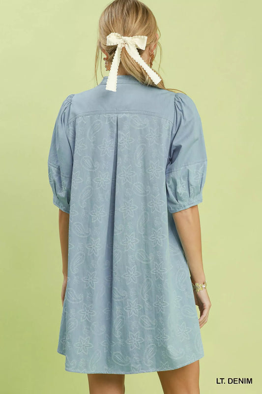 Print Denim Dress with Contrast Stitch a916c566-83e8-4426-85b3-63ddac20ae67-Max-Origin