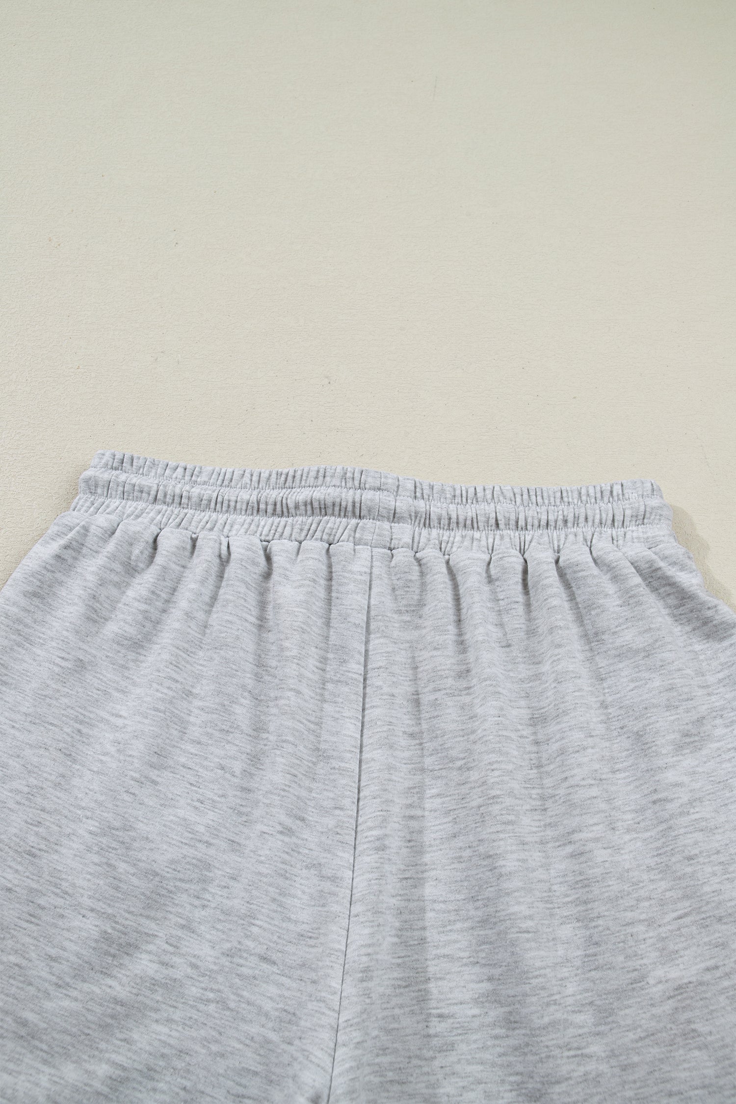 Light Grey Collared V Neck Tee Drawstring Elastic Waist Shorts 2pcs Outfit a91f66da6d46a7a6