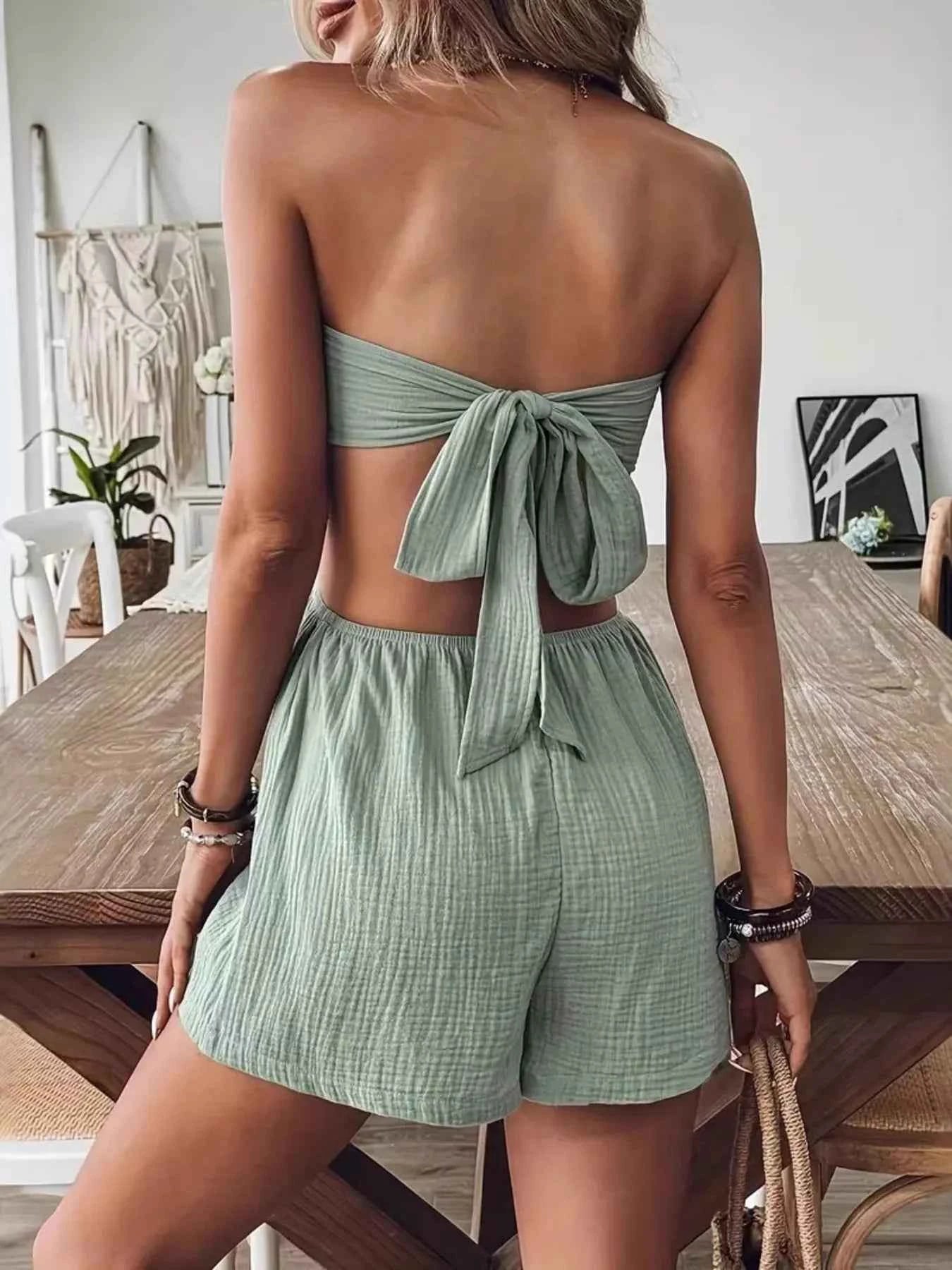 Tie Back Cutout Tube Romper a921d8b9cdcf409da65eb06dab07385c-Max-Origin