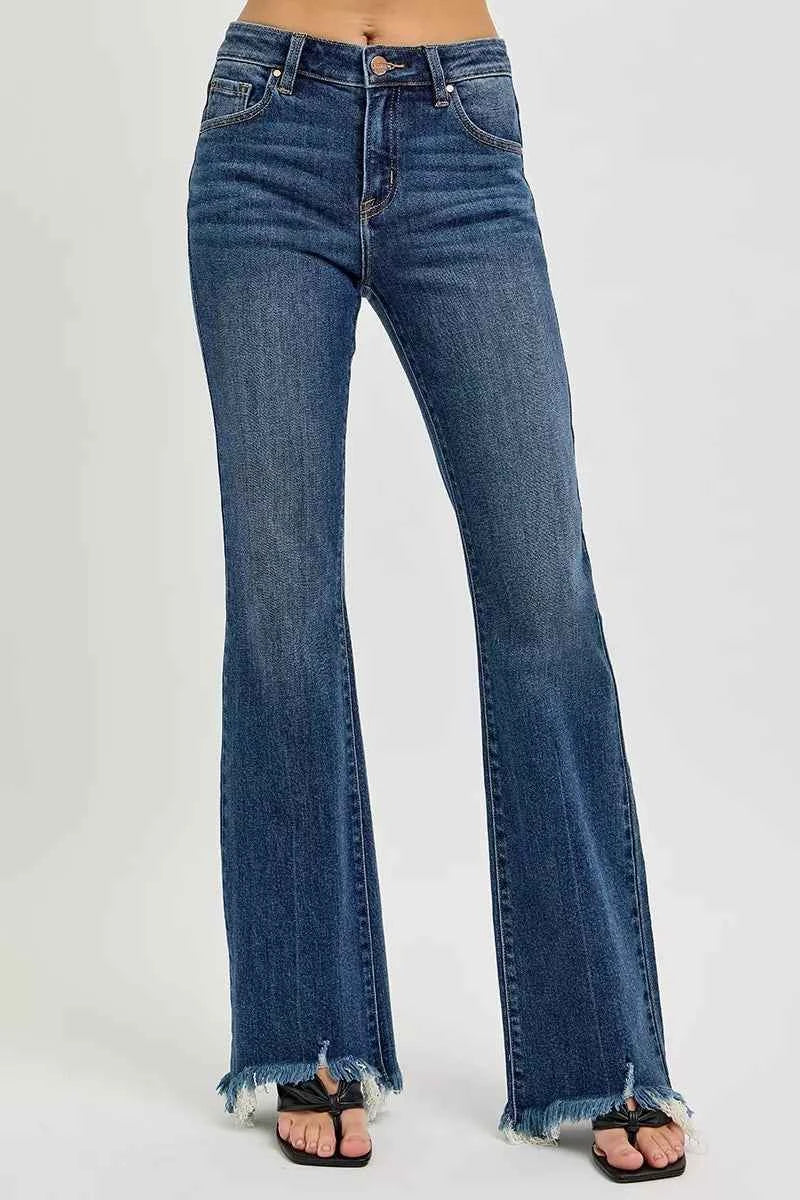 RISEN Full Size Mid Rise Flare Frayed Hem Jeans Plus Size a926ae52010d4208b0fa647224567944-Max-Origin