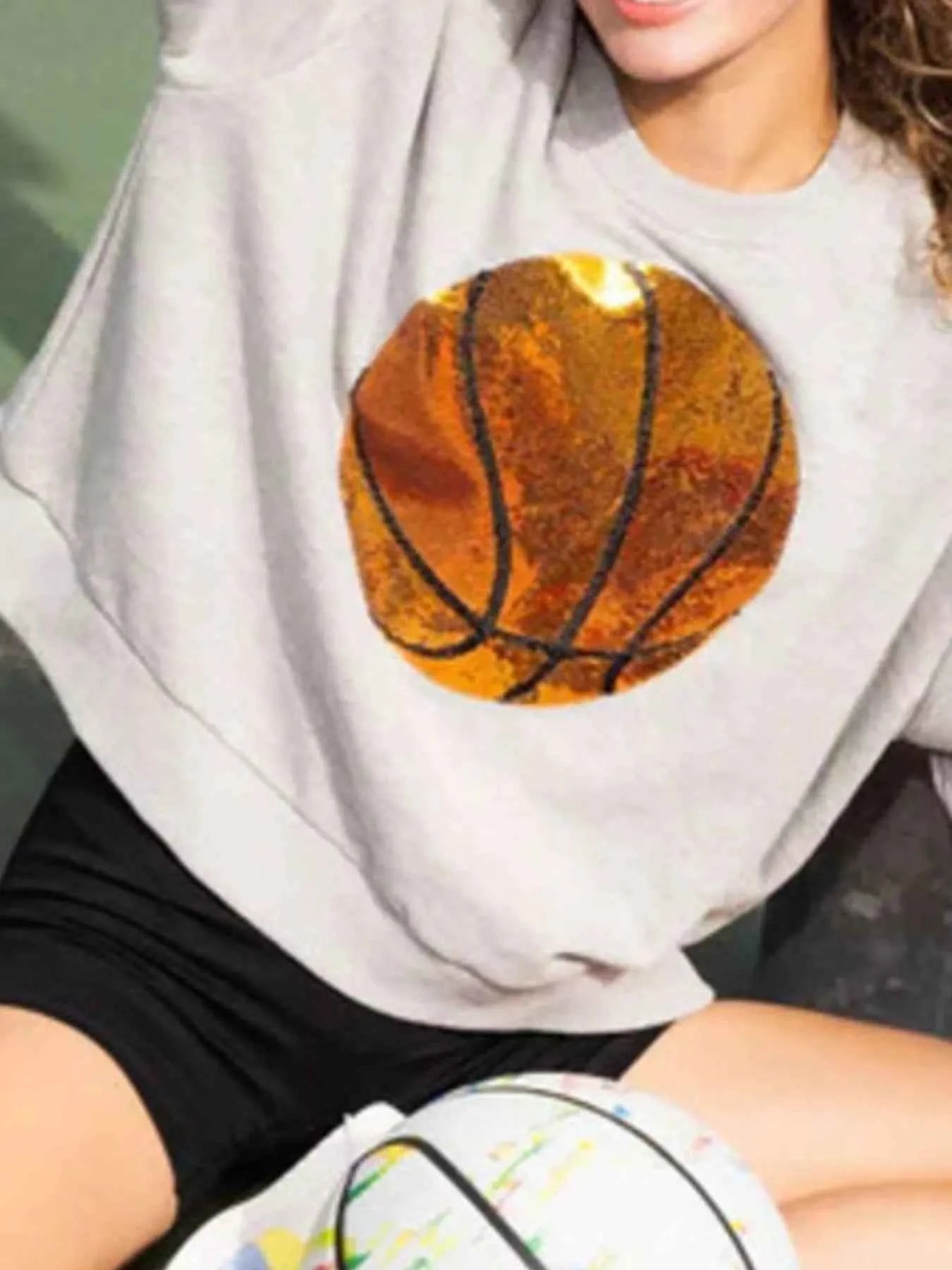 Basketball Round Neck Long Sleeve Sweatshirt Gray a93bf851-3e4f-4d5f-b827-1e022bd1fcf8-Max-Origin
