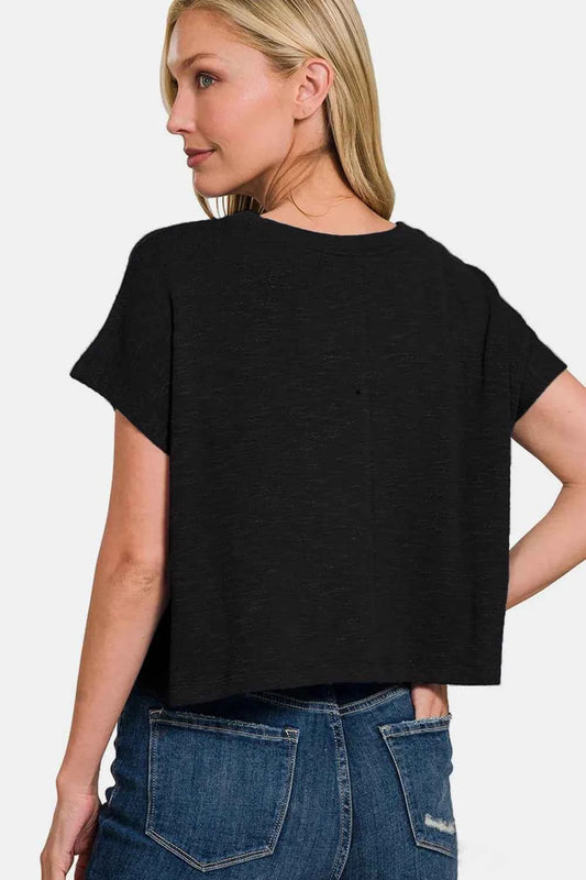 Zenana Round Neck Short Sleeve Crop T-Shirt a9490925-0a06-403c-aeb4-a320c22ea4f4-Max