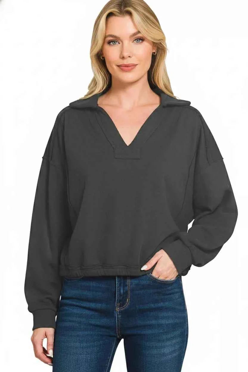 Zenana French Terry Collared Exposed Seam Sweatshirt a94ba009-e1ae-4c6d-90e4-87329e0bfddc-Max-Origin