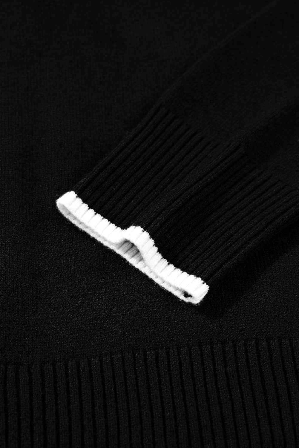 Black Contrast Trim Big Bow Accent Cropped Sweater a959e3c102cd2040