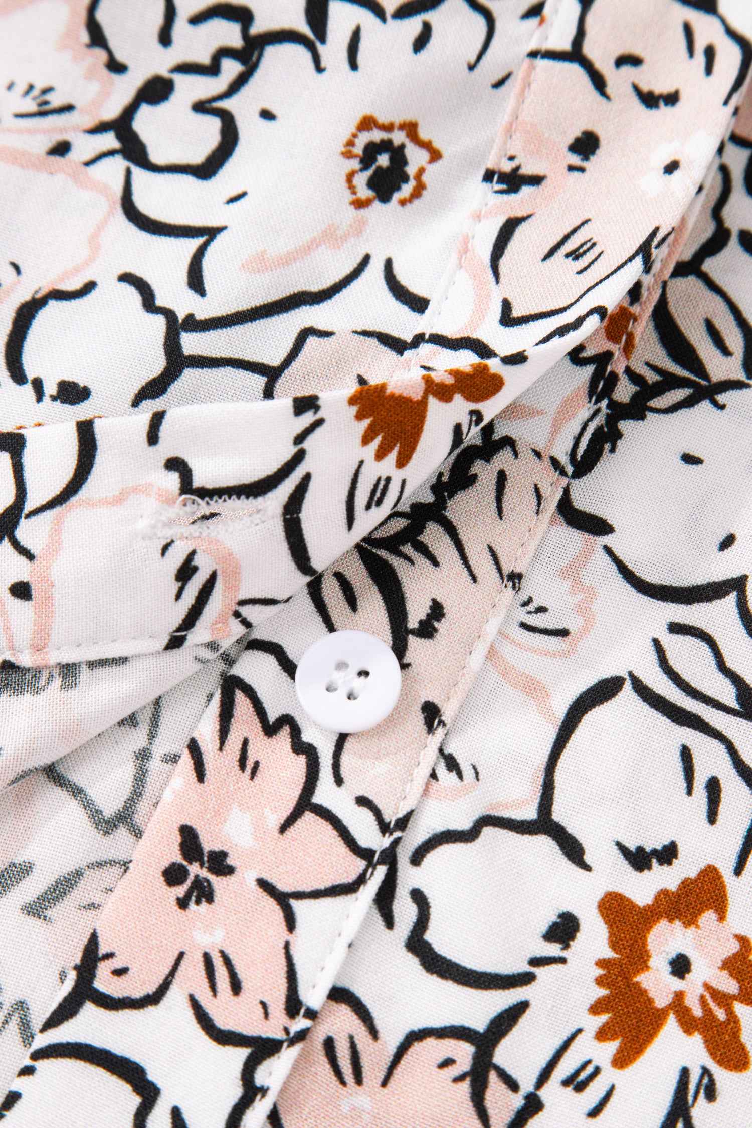 Khaki Bold Floral Print Frilled Puff Sleeve Button Down Shirt a95ad4b41cba0f5c