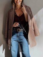 Houndstooth Lapel Collar Blazer a95b3afd22954ee6a1e9b15380ca8f7e-Max-Origin