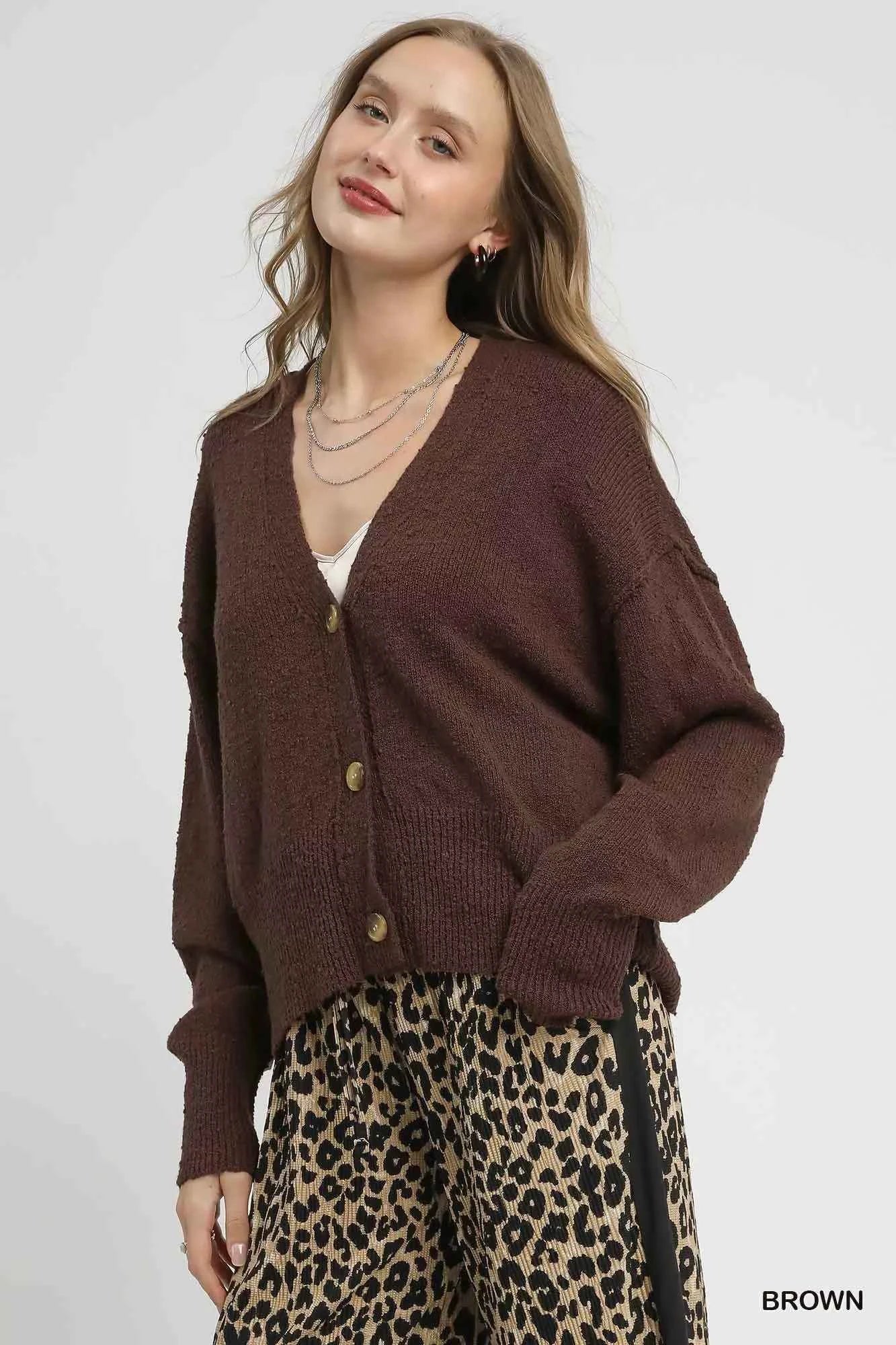 Umgee Button-Front V-Neck Knit Cardigan a95d223c-ffaa-4b08-add6-f4ec60611501-Max-Origin