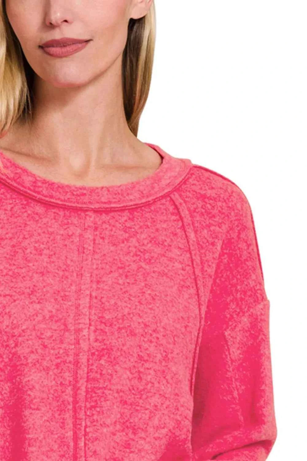 Zenana Brushed Hacci Exposed Seam Hi Low Sweater a95f1509-8e8a-4779-9b58-fcdf7f7a311f-Max-Origin
