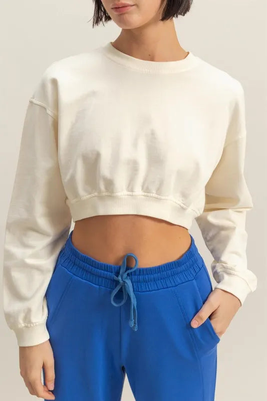 Crew Neck Long Sleeve Crop Sweatshirt a966eaa81d1547c09df95a9bf492b92f-Max-Origin
