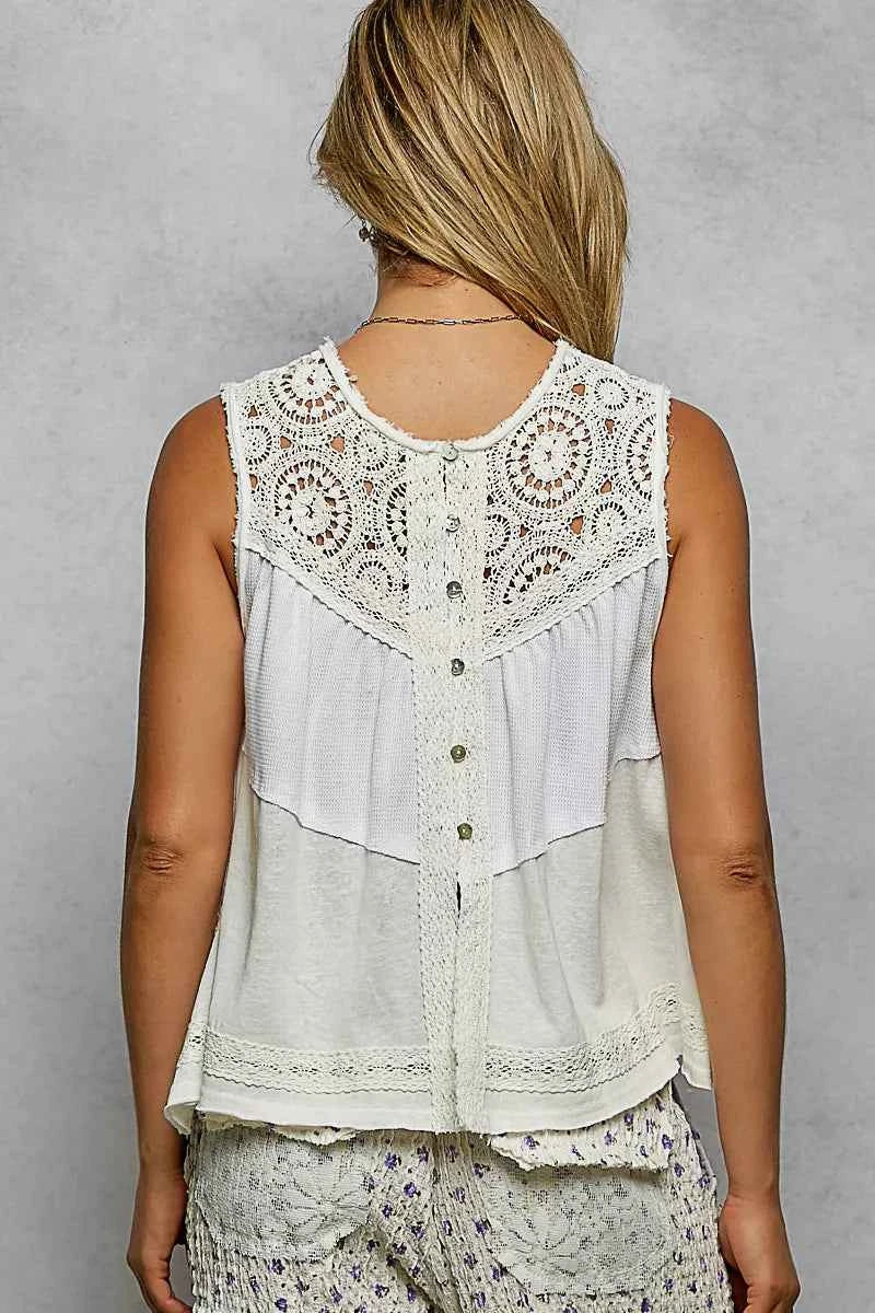 Round Neck Sleeveless Top with Crochet Contrast a978d4bc-6c30-4389-b47f-14fce8bf6ea2-Max-Origin