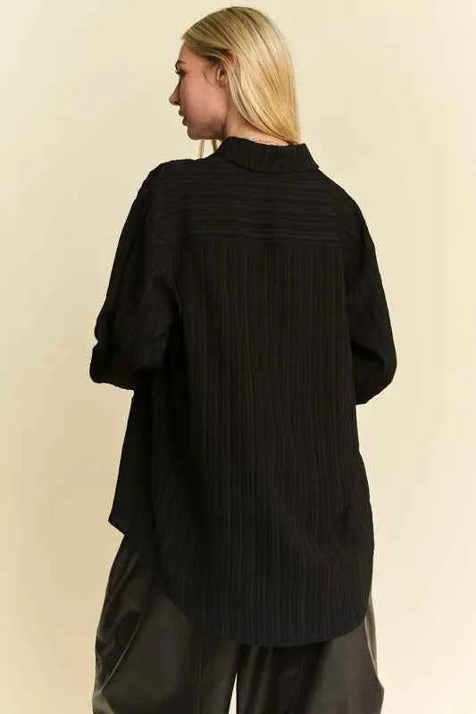 Davi & Dani Crinkled Jacquard Button Down Shirt a98d7829-4dce-470c-8a85-92f37e43ceea-Max