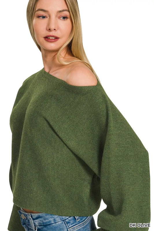 Boat Neck Balloon Sleeve Sweater a99c7571e49b403484280dac3b92566a-Max-Origin