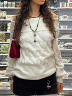 Cable Knit Off-Shoulder Sweater a9a6fb8c76084427a7526a16b34d4210-Max-Origin