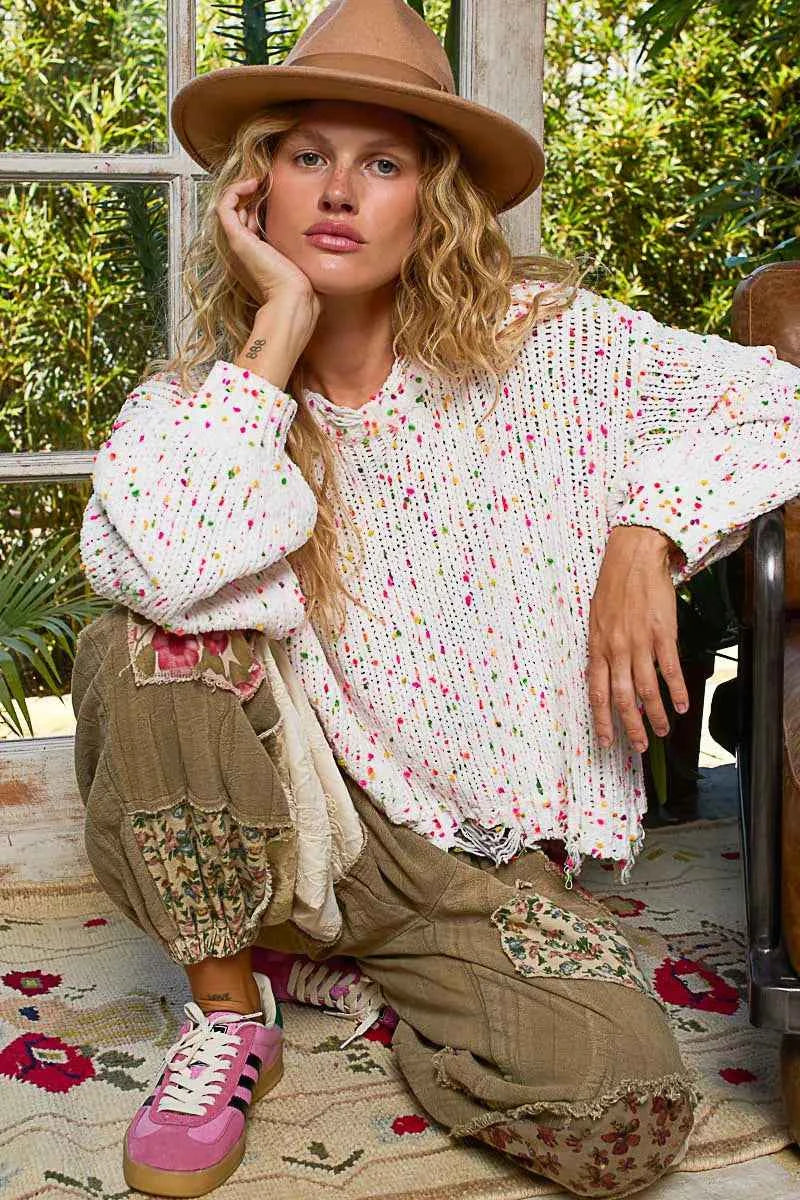 POL Round Neck Fringed Hem Sweater a9c388d3-a796-4e00-beda-798e80cf816f-Max-Origin