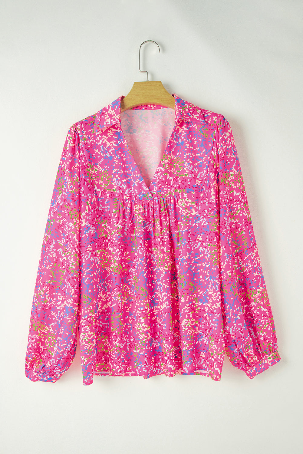 Bonbon Abstract Print Loose Fit Collared V Neck Babydoll Blouse a9e2ea68087d3d0d