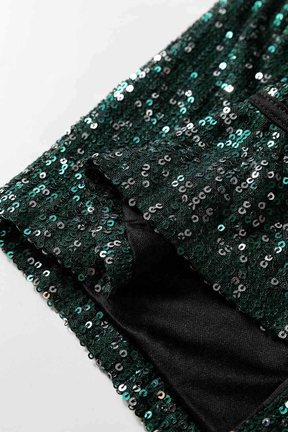 Evergreen Glitter Sequin Open Front Long Sleeve Top a9e7b89ada5e3565