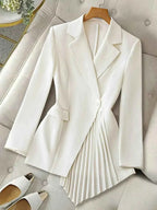 One Button Asymmetric Pleated Hem Blazer a9f84ec9502e41b1ae4933e827b6bc50-Max-Origin