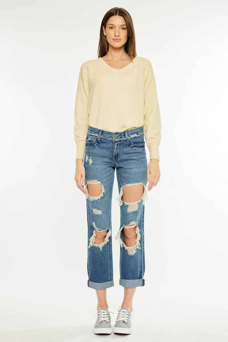Kancan Distressed Mid Rise True Boyfriend Jeans aa01603579b04455a92c1c78c18c86fe-Max-Origin