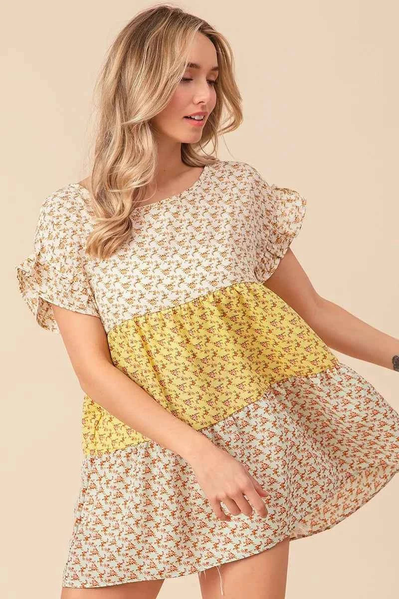 Flroal Printed Woven Color Block and Tiered Top aa06797715204a839047492fee17ab45-Max-Origin