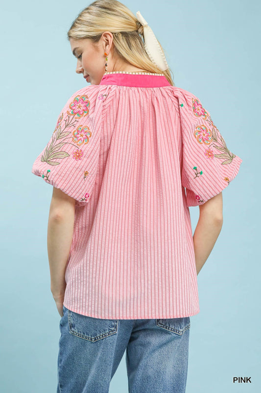 Embroidered Stripe Top aa0c3af6-58f8-491c-b388-710ac195fab5-Max