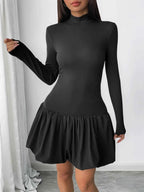 Mock Neck Long Sleeve Bubble Hem Dress aa0e48f4-69c0-45a1-a4af-67514c8df383-Max-Origin