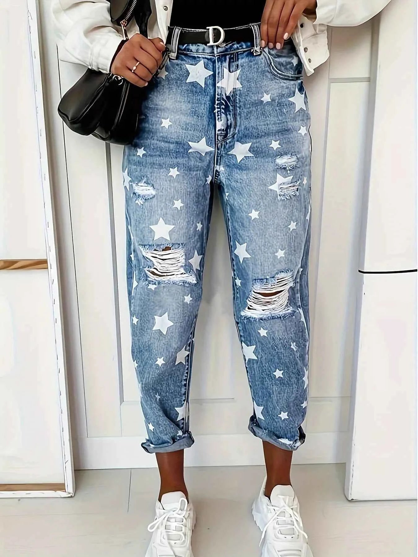 Star Print Distressed High Waist Boyfriend Jeans aa0e617ec03a410895622a83c4a22886-Max-Origin