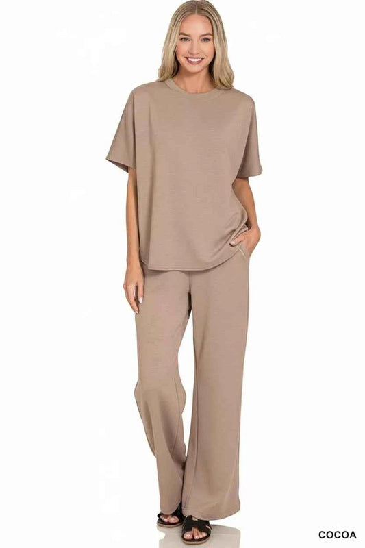 Scuba Curbed Hem Top & Pants Set aa0eb8c1-1b75-41d1-9f6e-77f682480a2c-Max-Origin