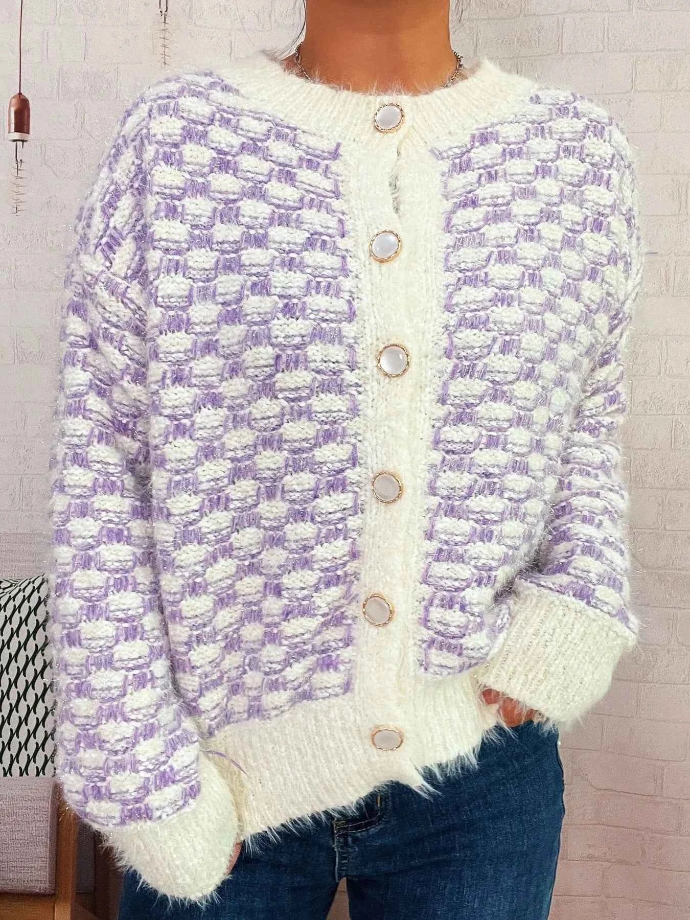 Fluffy Textured Button-Up Cardigan aa13be976e2e4547bfeb47603044c1fc-Max-Origin