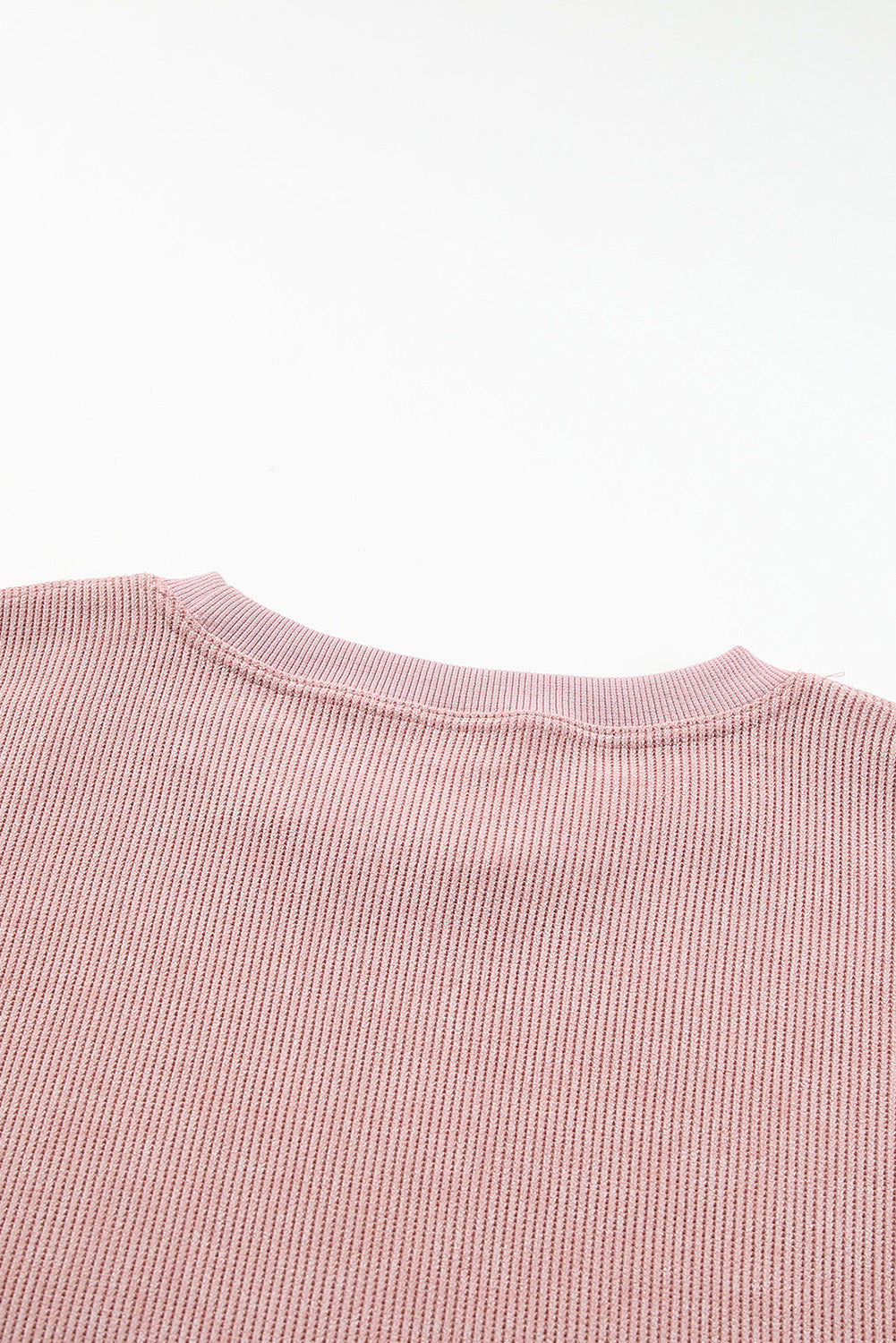 Green Ribbed Round Neck Drop Sleeve Pullover Sweatshirt aa16e468ad958fbb