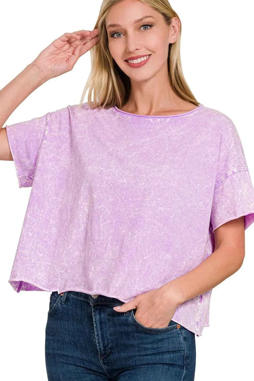 Zenana Washed Crew Neck Short Sleeve Crop Box Tee aa1bb6aa-cc5c-47c6-9df8-9cf57389ce45-Max-Origin
