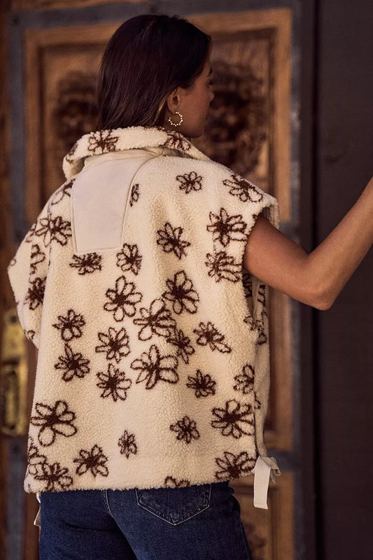 Flower Sherpa Fur Oversized Sleeveless Vest Jacket aa25e76b-879f-4483-af22-7ae23d4a257b-Max-Origin