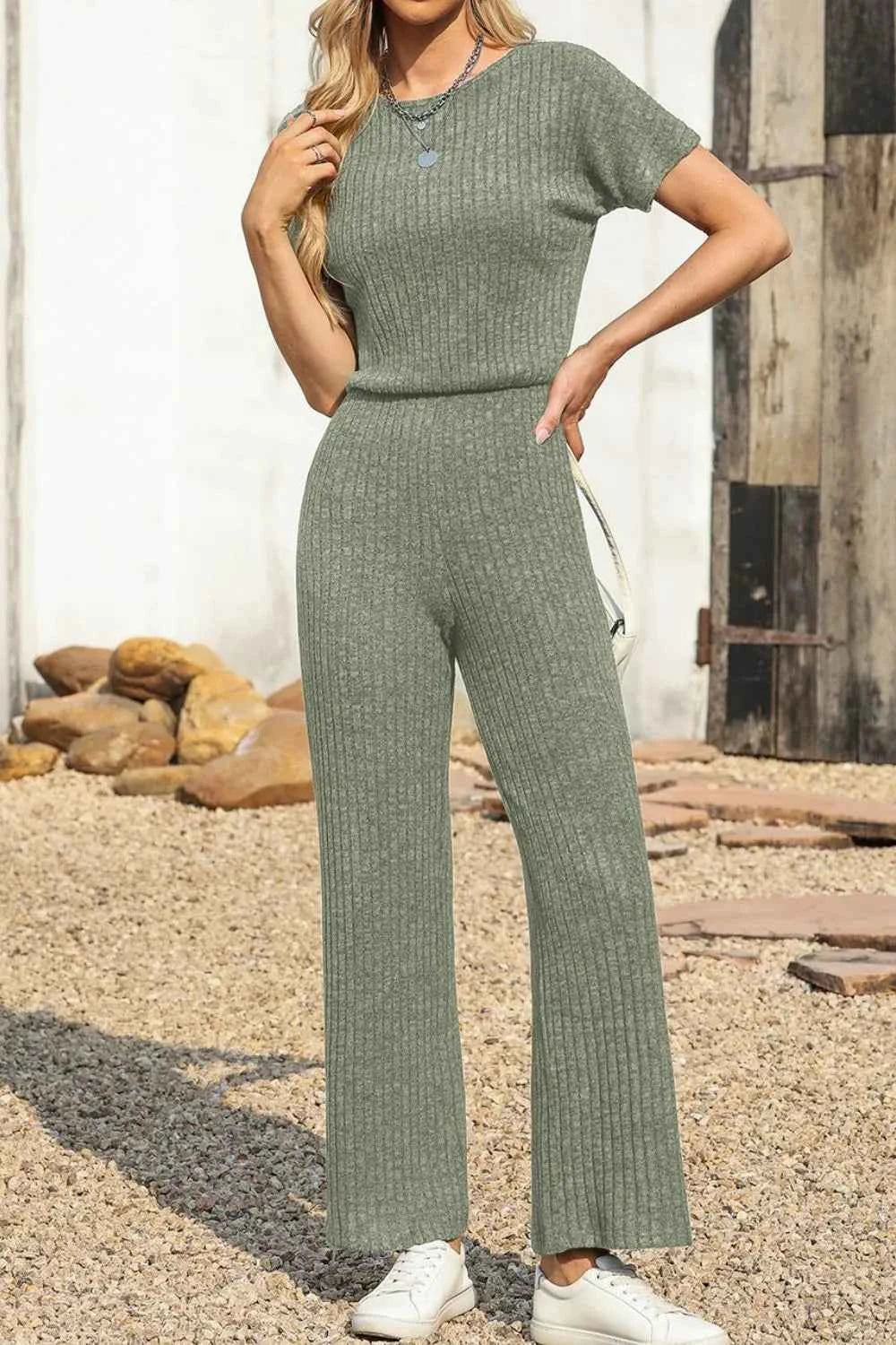 Ribbed Short Sleeve Wide Leg Jumpsuit aa2a5dea-36b3-43c5-8183-ec6e2c544fdf-Max-Origin