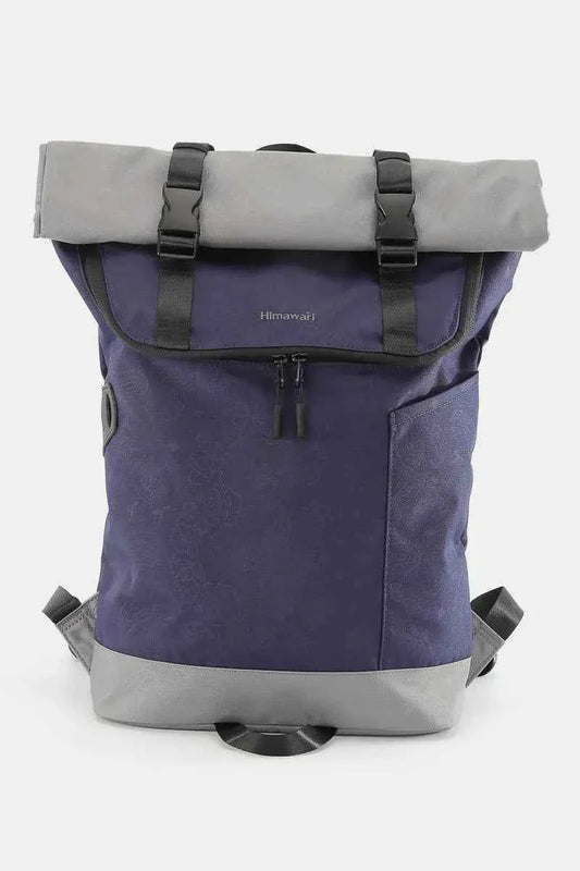 Himawari Contrast Waterproof Canvas Backpack Bag Gray One Size aa4453da-dff8-4c33-a660-745e85323b7b-Max