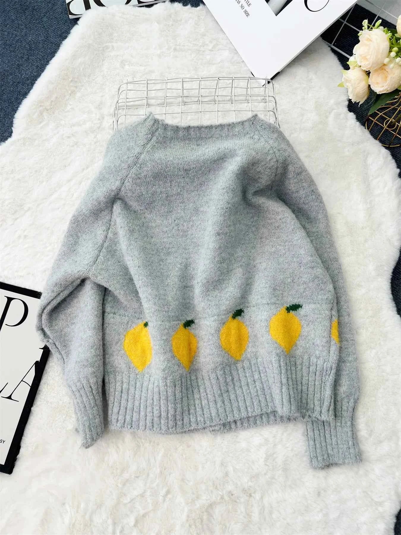 Lemon Pattern Button-Up Cardigan aa48891f8887401f802be32736e2dd0b-Max-Origin