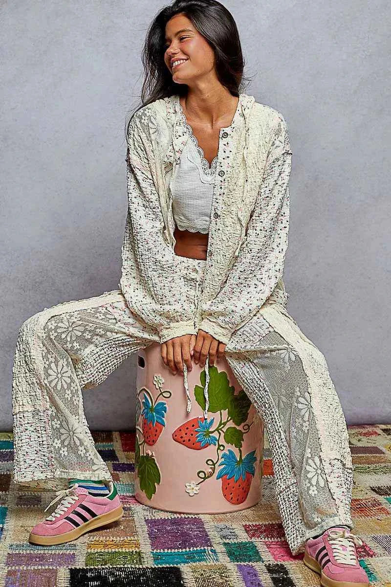 POL Floral Balloon Sleeve Hooded Lace Jacket with Stitch Detail aa572782-e5b5-4fde-b455-2f39e05eb557-Max-Origin