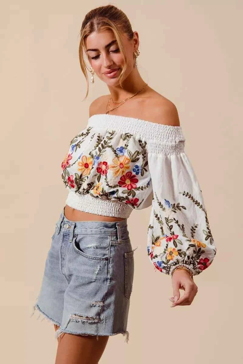 SO ME Floral Embroidered Off The Shoulder Crop Top aa66d5683bff4d658d7ae59eef3f5c5a-Max-Origin