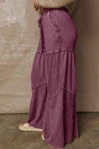 Ashleigh Blue Careys Mineral Wash Tiered Wide Leg Patchwork Drawstring Pants aa77a9cb4b4cddc5
