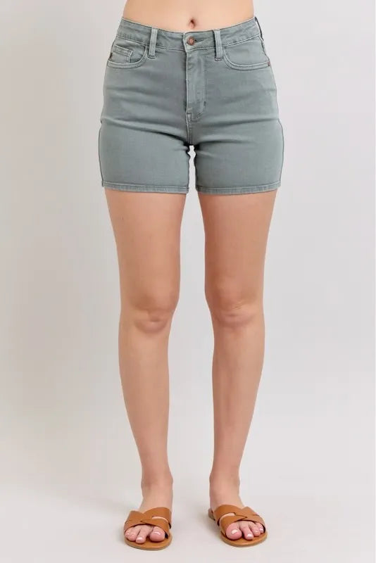 Judy Blue Full Size Hw Garment Dyed & Back Pkt Embroidery Shorts Plus Size Stone Blue aa7c39cb-7a17-4763-b71e-b63c570b8ddb-Max-Origin