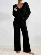 Ribbed Knit V-Neck Top and Pants Set aa81f8ac-e36a-418e-8715-35bc68c76d2d-Max-Origin