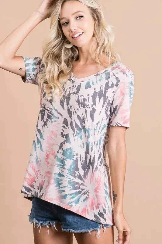 BiBi Tie Dye Print Terry Deep U Neck Top aa8589d599e0445994f0cbdcfb0918e6-Max-Origin