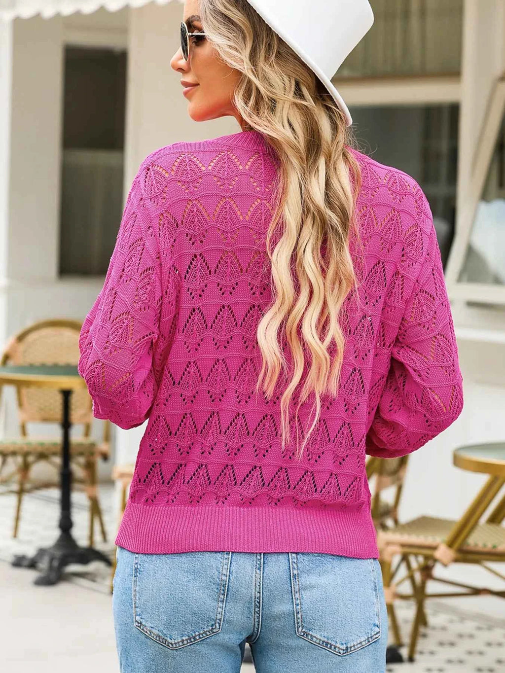 Buttoned Front Openwork Cardigan aa8637643e5b4d99be41cf030a69acaa-Max-Origin