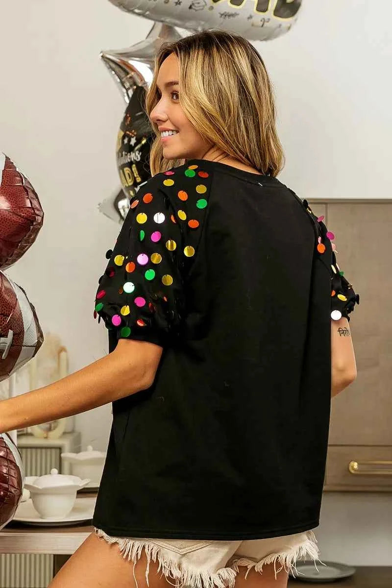 BiBi Metallic Letter Spangle Raglan Puff Sleeve Top aa88785072dd4defb64913d0f7c7a9d7-Max-Origin