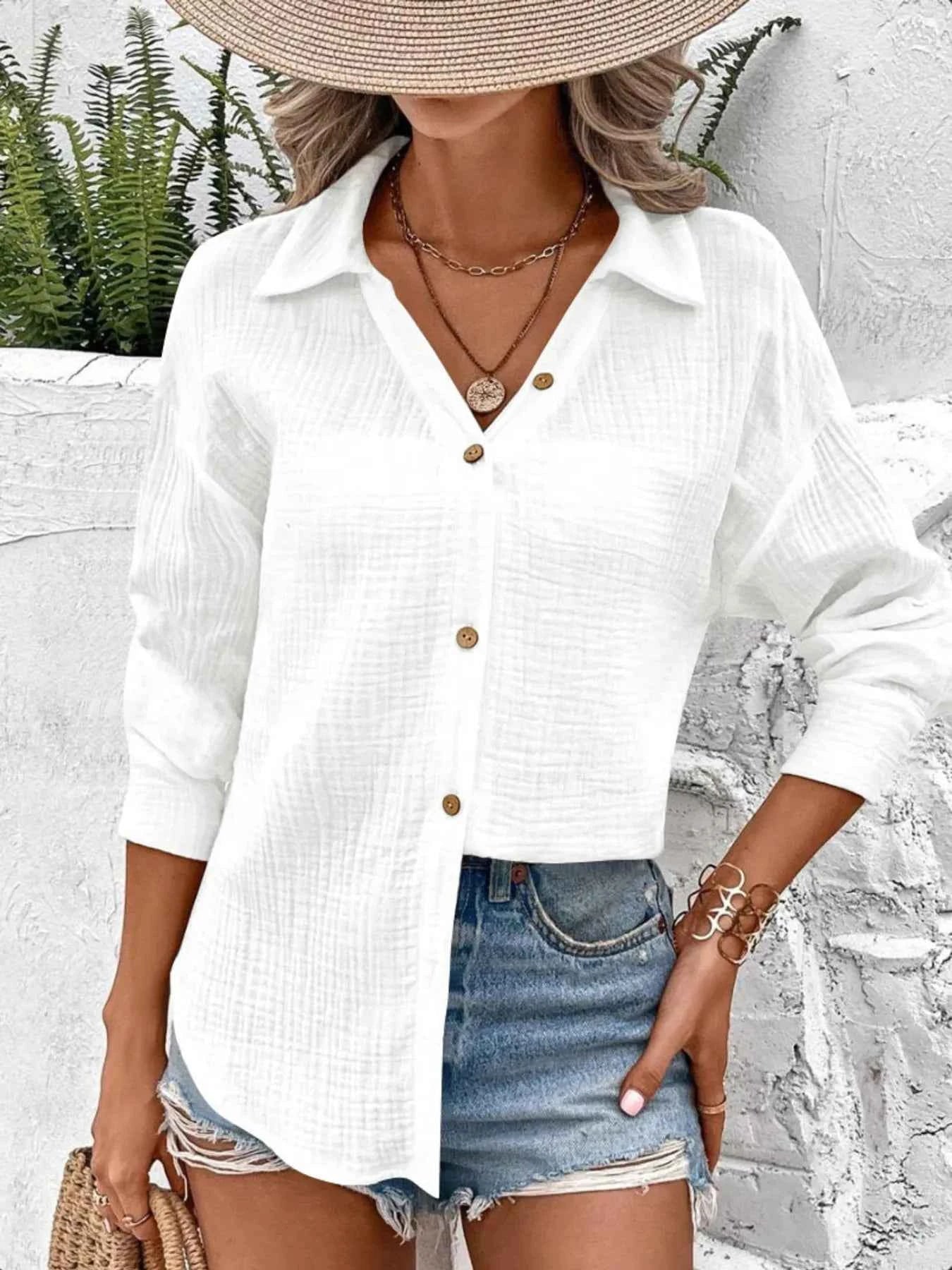 Texture Button Down Side Slit Long Sleeve Shirt White aa8ccf6c078b4664a76007393db2f7bf-Max-Origin_2b685ee9-1ed2-4f4c-9c98-8ac7f90fb4e8