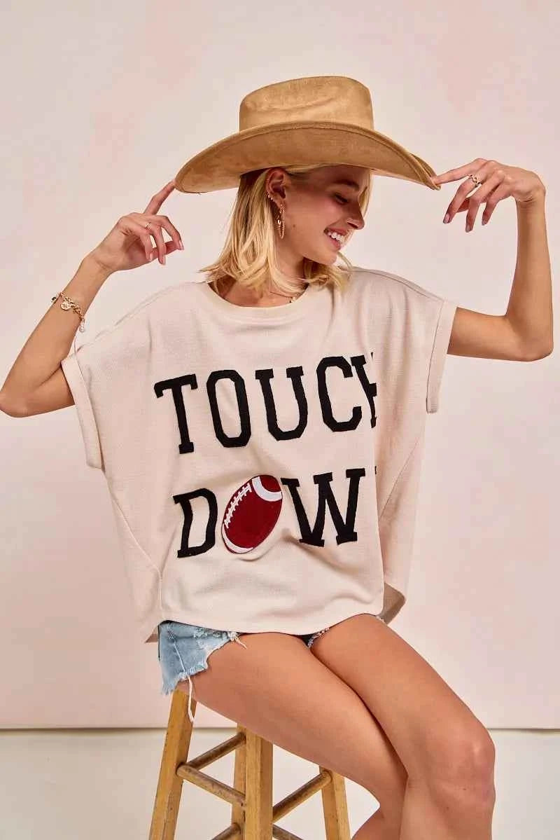 BiBi Game Day Touchdown Letter Patches Waffle Short Top aa905ede975a4251b203c0555b47c3d2-Max-Origin