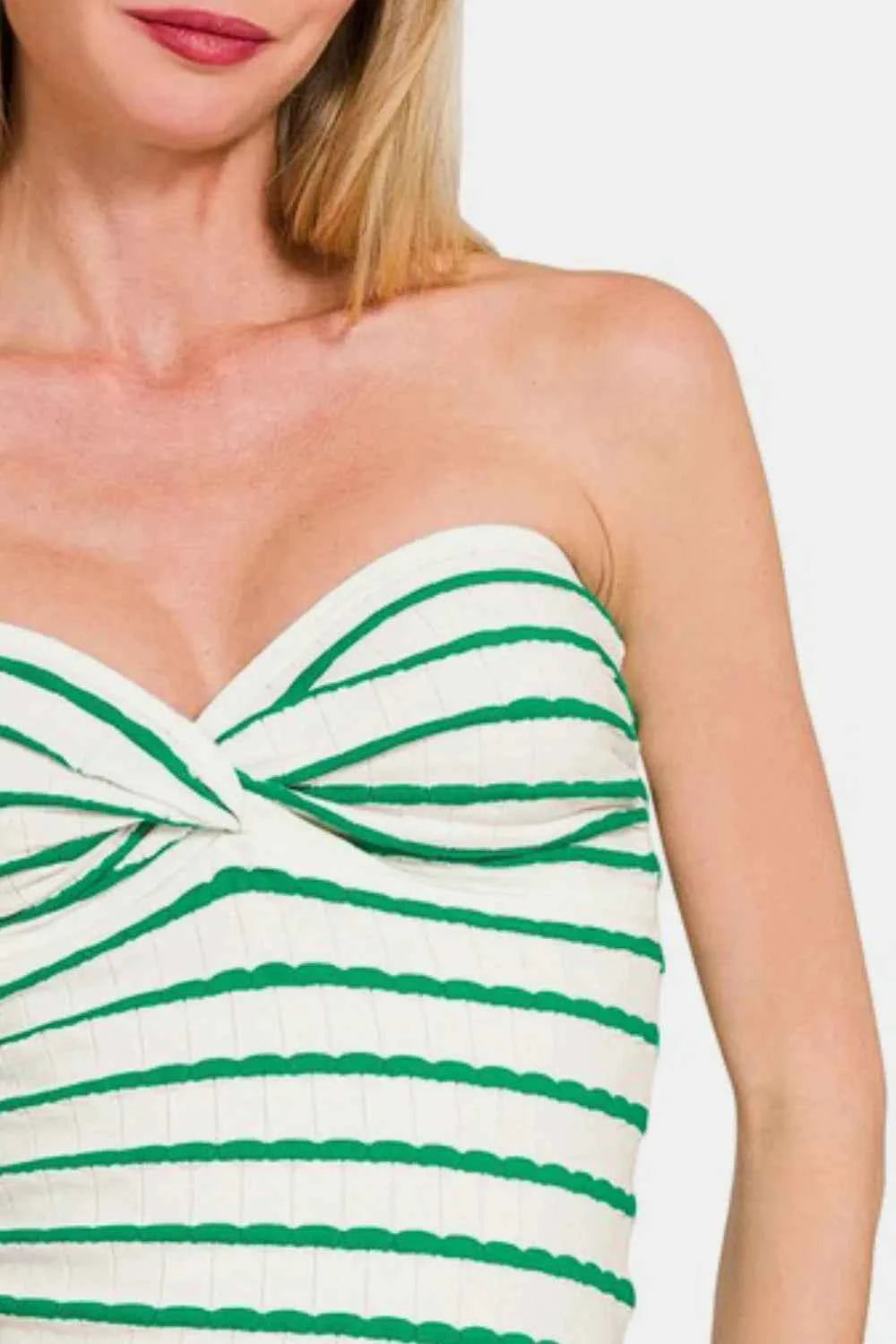 Zenana Twisted Sweetheart Neck Striped Tube Top aa955867-ea0b-466e-9b32-94c899b2fb8e-Max
