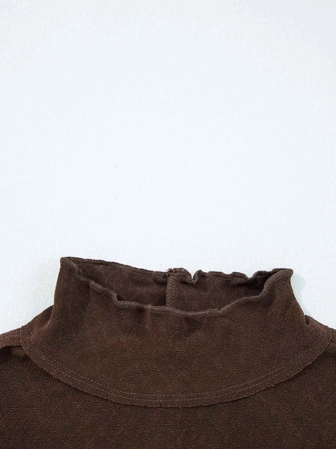 Lettuce Trim Raw Seam Patchwork Jacquard Long Sleeve Top aaa1df2dff5e4e938ad3e92444dc39fa-Max-Origin