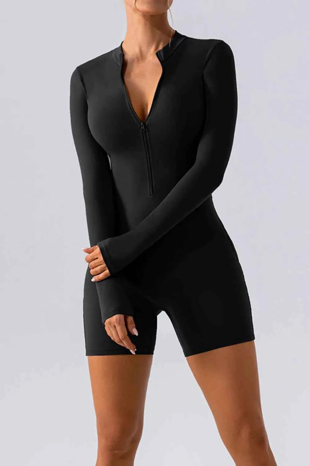 Half Zip Long Sleeve Active Romper aab1e783-d5be-4918-bb42-7b841b36bdd6-Max
