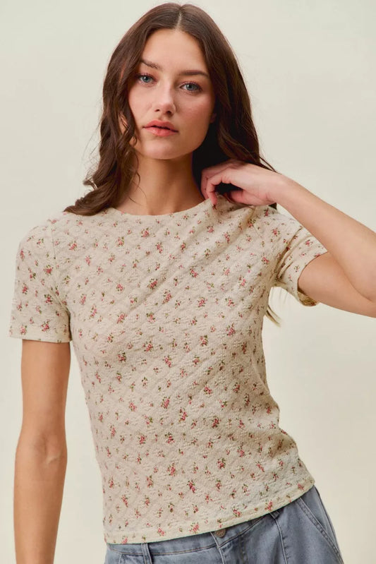 Floral Print Lace Short Sleeves Layering Knit Top aab65763-a5b8-4495-a775-0bb6385671ae-Max-Origin