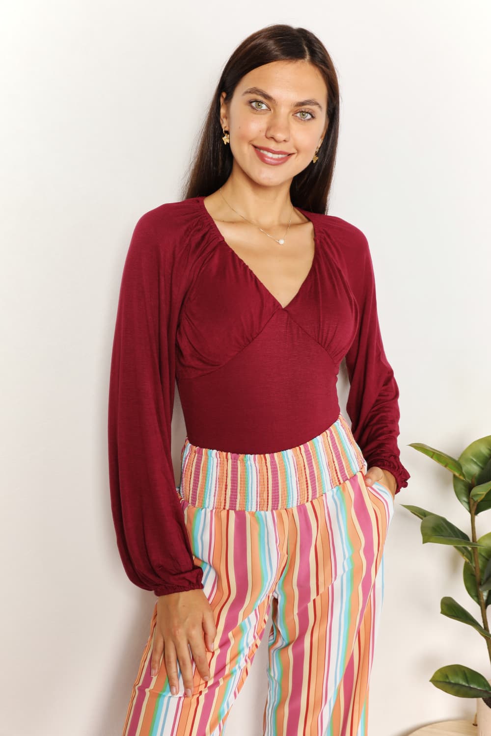Culture Code Full Size V-Neck Bodysuit aab8c65fe8ae4d28b7f6d43453d0207e-Max